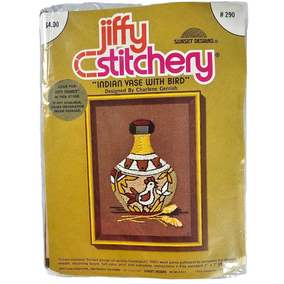 Jiffy Stitchery Needlepoint Embroidery Kit Lot of 3 Vintage Vase and Shell NWT - Picture 6 of 11